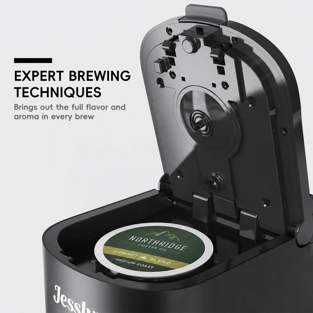 Jesslyn Single Serve Coffee Maker: Coffee Machine Compatible with K Cup Capsules & Grounds, Black