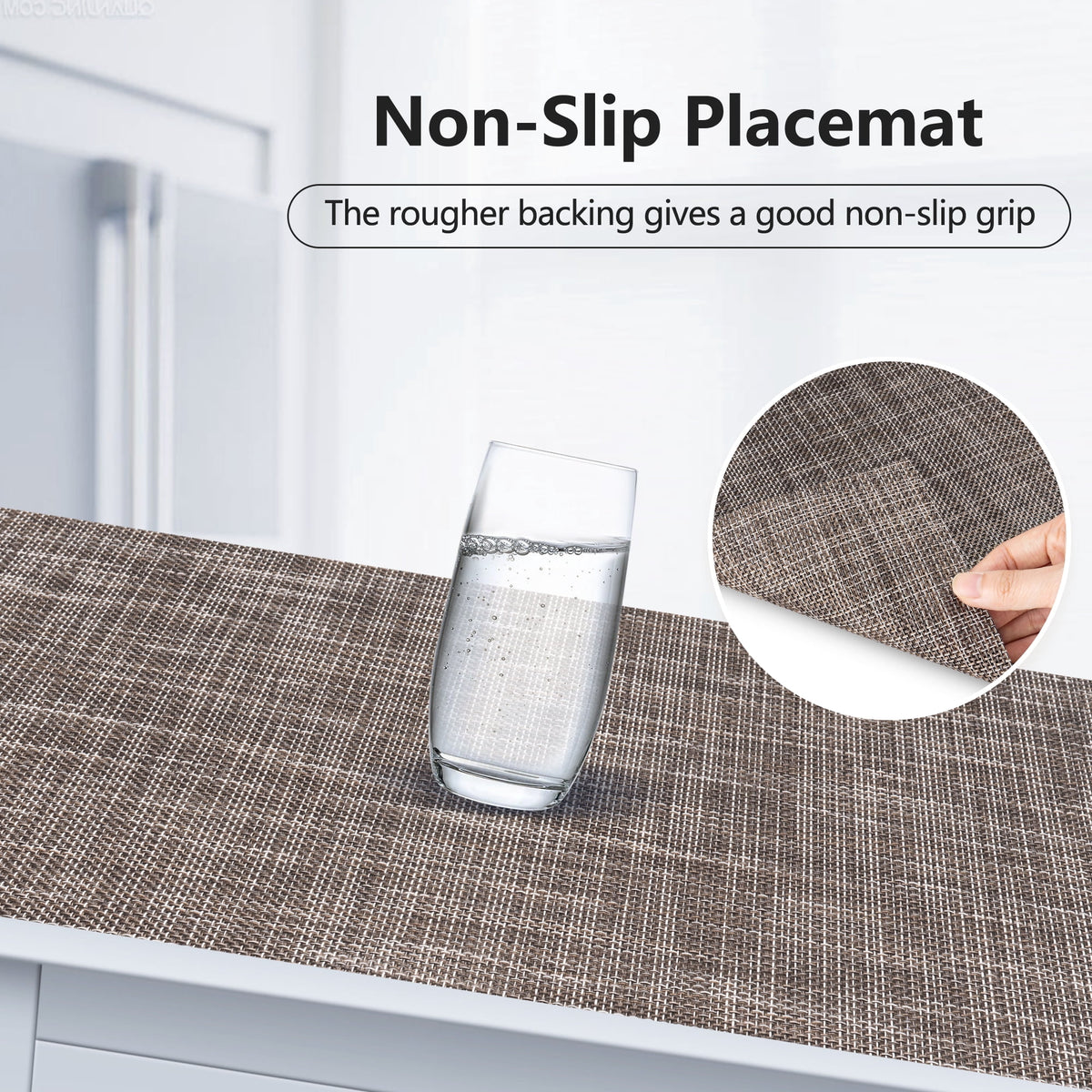 VCVCOO Navy Blue Placemats Set of 4 - Easy Clean Washable PVC Vinyl Placemats - Wipeable Heat Resistant Woven Table Mats for Dining Table - 12x18 inch
