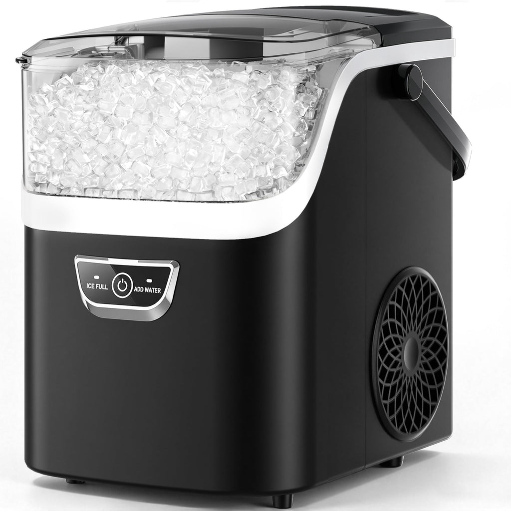Snowyermine Nugget Ice Maker Countertop with Handle, 35lbs/Day Portable Pebble Ice Machine, Chewable Sonic Ice Ready in 5 Mins, Anti-Fingerprint Matte Self-Cleaning Ice Maker for Home, Kitchen, Party