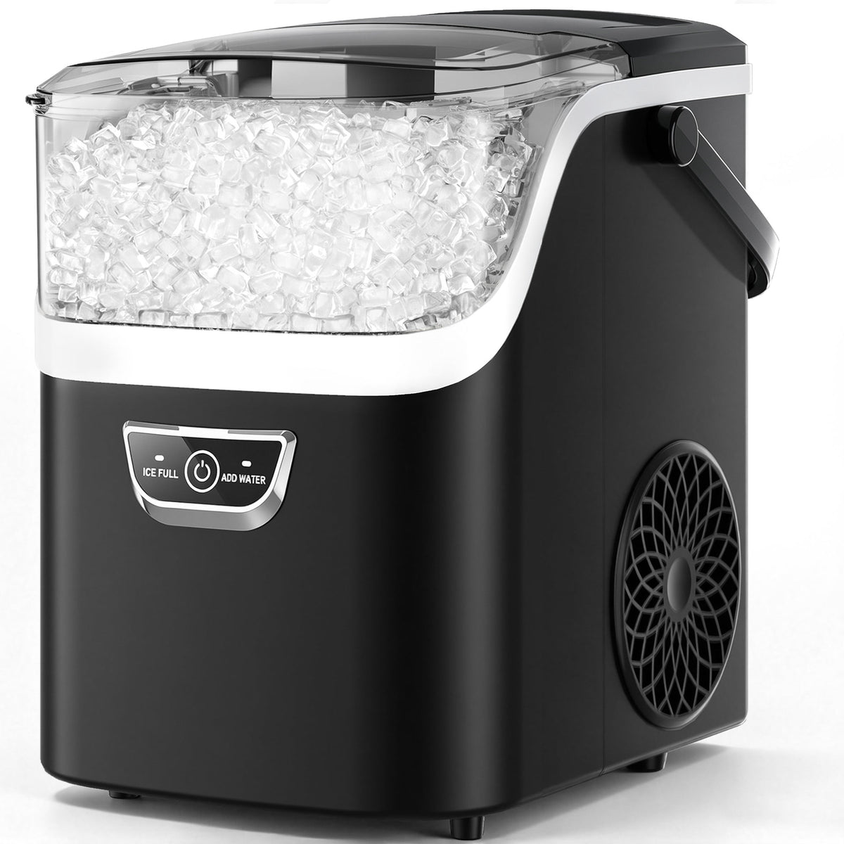 Snowyermine Nugget Ice Maker Countertop with Handle, 35lbs/Day Portable Pebble Ice Machine, Chewable Sonic Ice Ready in 5 Mins, Anti-Fingerprint Matte Self-Cleaning Ice Maker for Home, Kitchen, Party