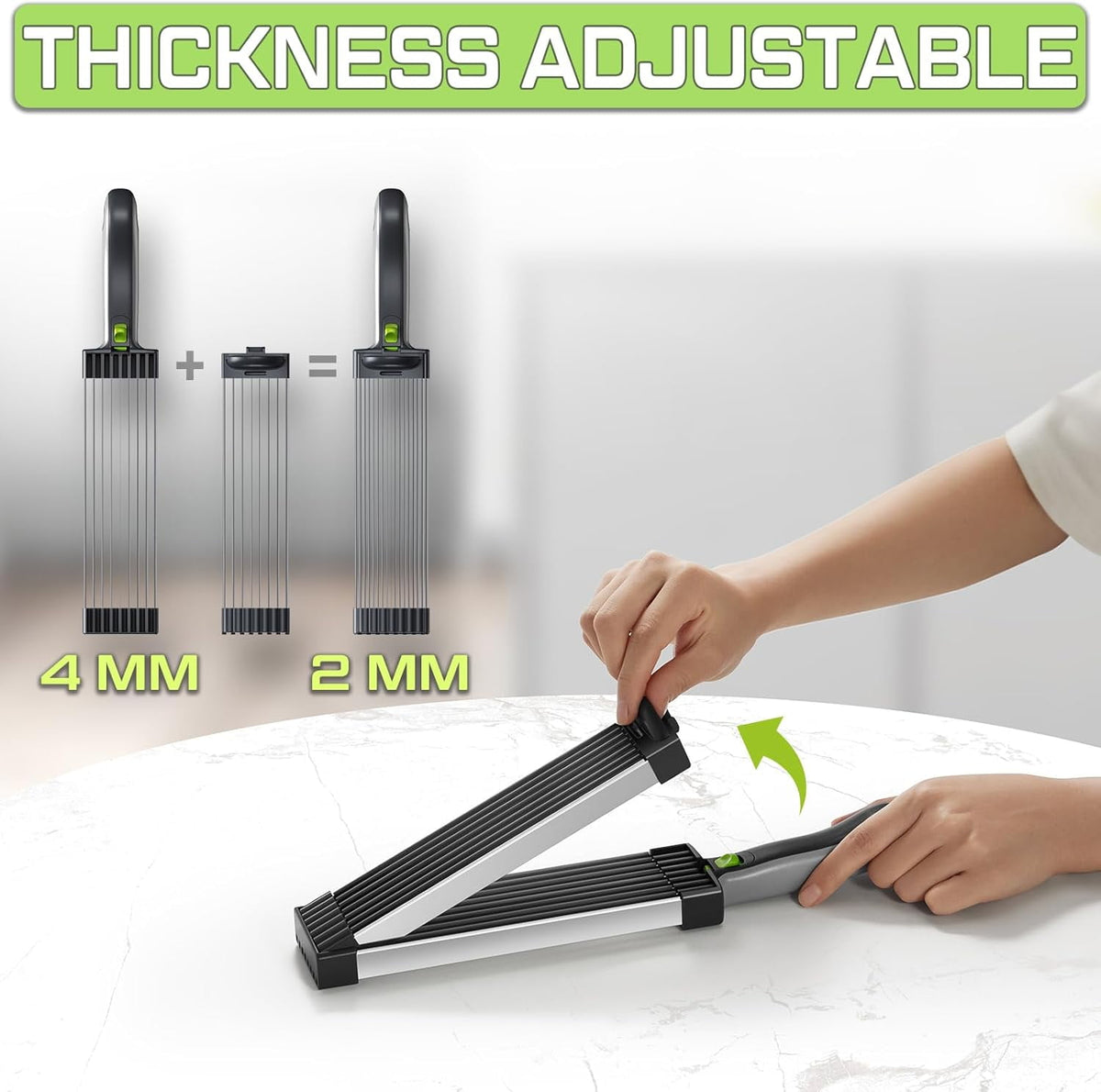 Fresh Meat Slicer, Thickness Adjustable Stainless Steel Kitchen Cleaver Knife Set With Block, Manual Fresh Meat Cutter Jerky Slicer For Beef Pork, Cooking BBQ Hot Pot
