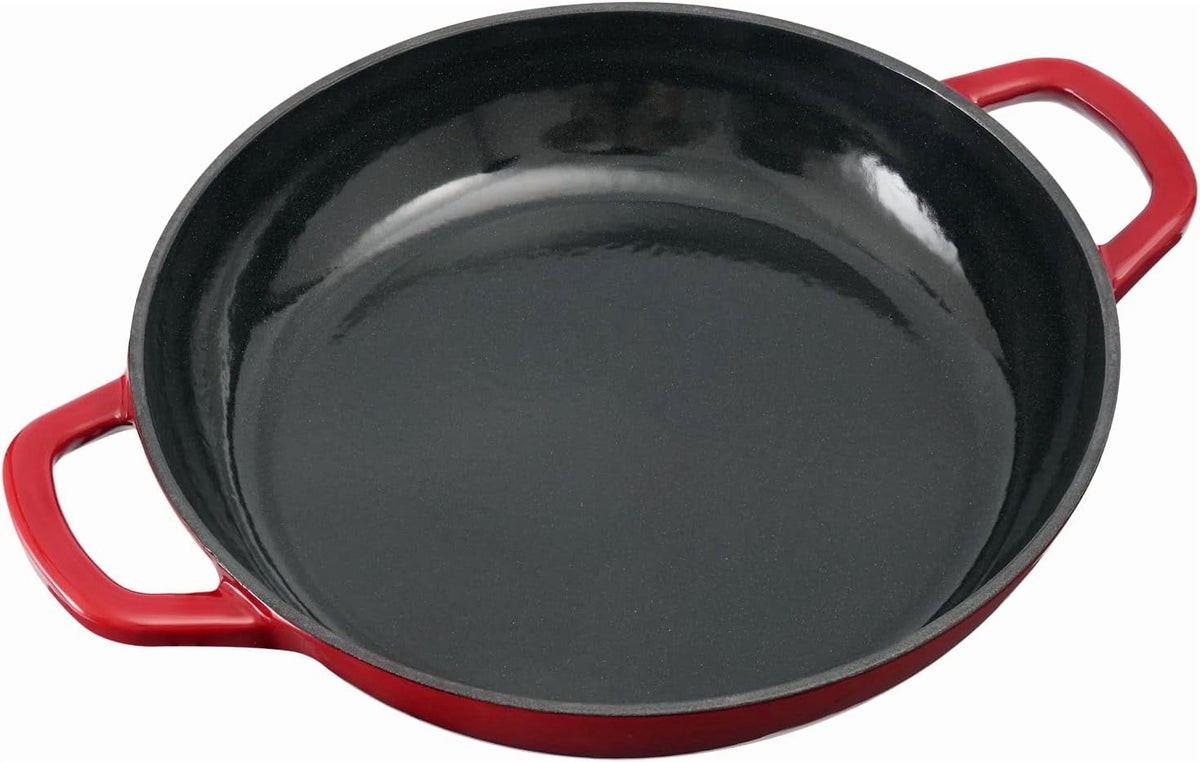 Flavehc Braiser Enameled Cast Iron Braiser 3 qt Braiser Pan with Lid Purple Shallow Cast Iron Casserole Braiser Pan with Handels