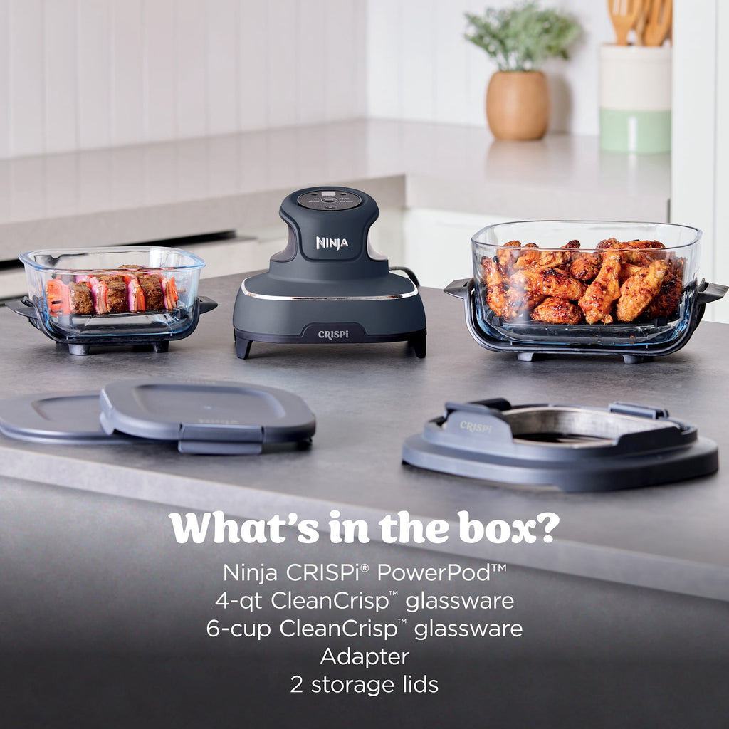Ninja Crispi Glass Air Fryer 4-Qt, 4-in-1, Air Fry Bake Recrisp, Portable, Dishwasher Safe, FN101ST Stone