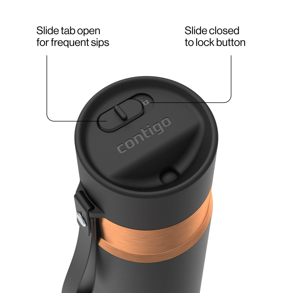 Contigo 16oz AutoSeal Insulated Stainless Steel Water Bottle, Licorice Black/Bronze
