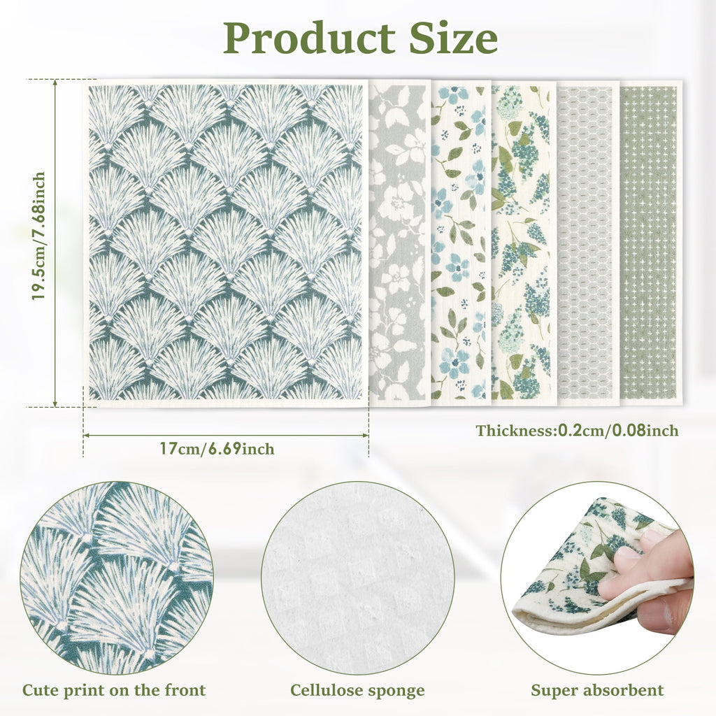 Xiyztok 12Pcs Swedish Dishcloths Highly Absorbent Kitchen Dish Cloths Reusable Dish Towels Non Scratch Dish Rags Soft Cotton Cleaning Cloth for Washing Cleaning Scrubbing Kitchen Dishes Bathroom