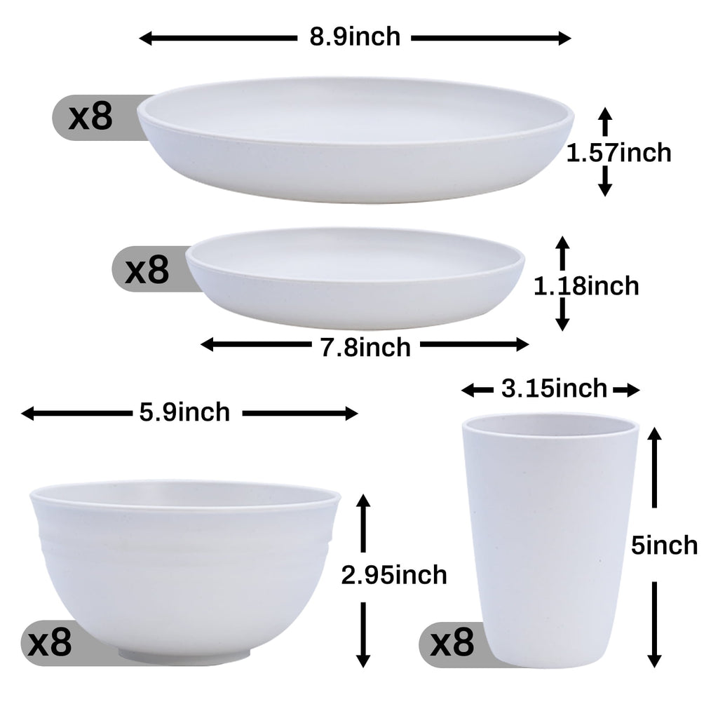 Soulgenix Wheat Straw Dinnerware Sets, 48 Pcs Unbreakable Dinnerware Sets for 4, Microwave Dishwasher Safe, Beige