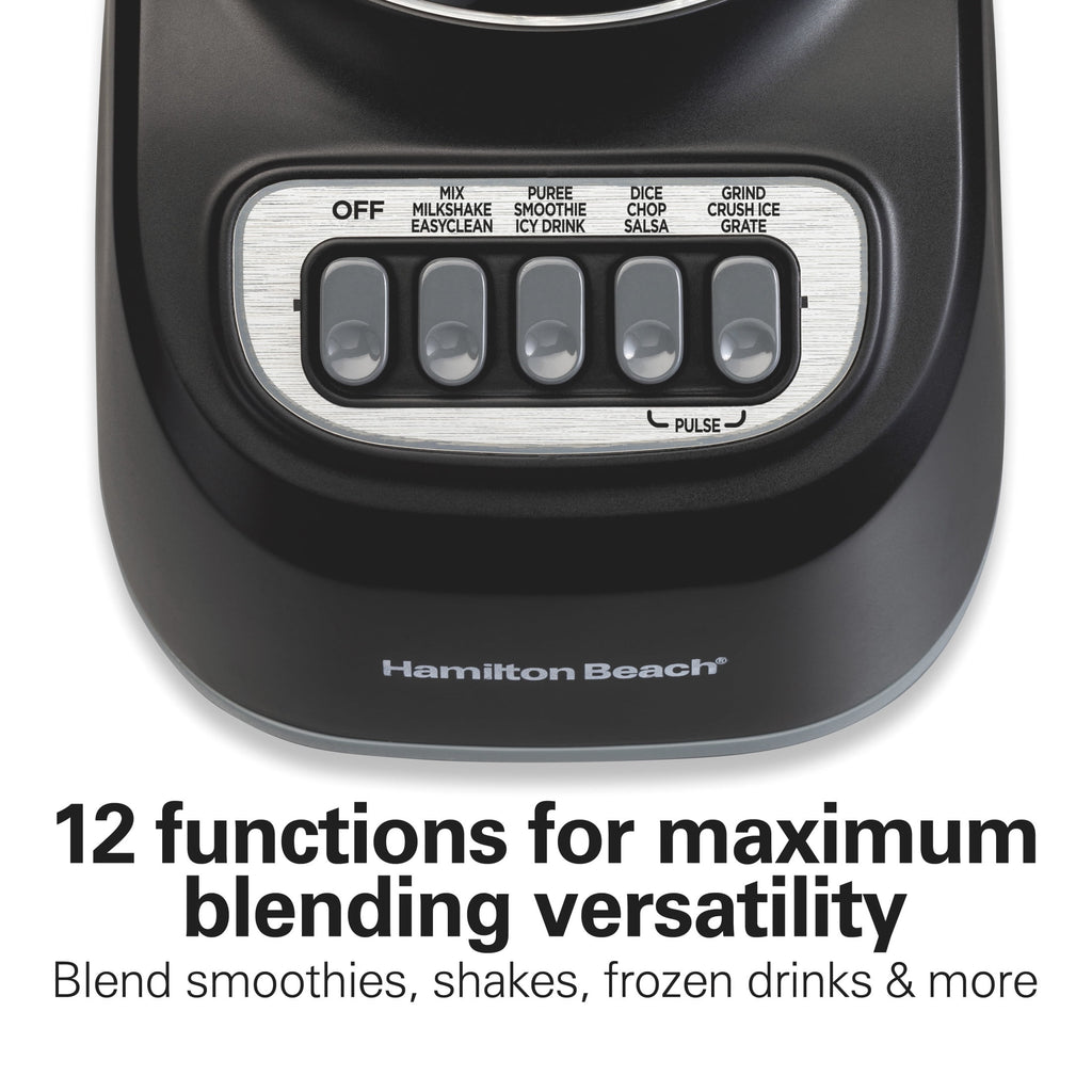 Hamilton Beach Smoothie Blender, 48 oz BPA-Free Jar 650 W 12-Function Countertop Blender for Kitchen, Black