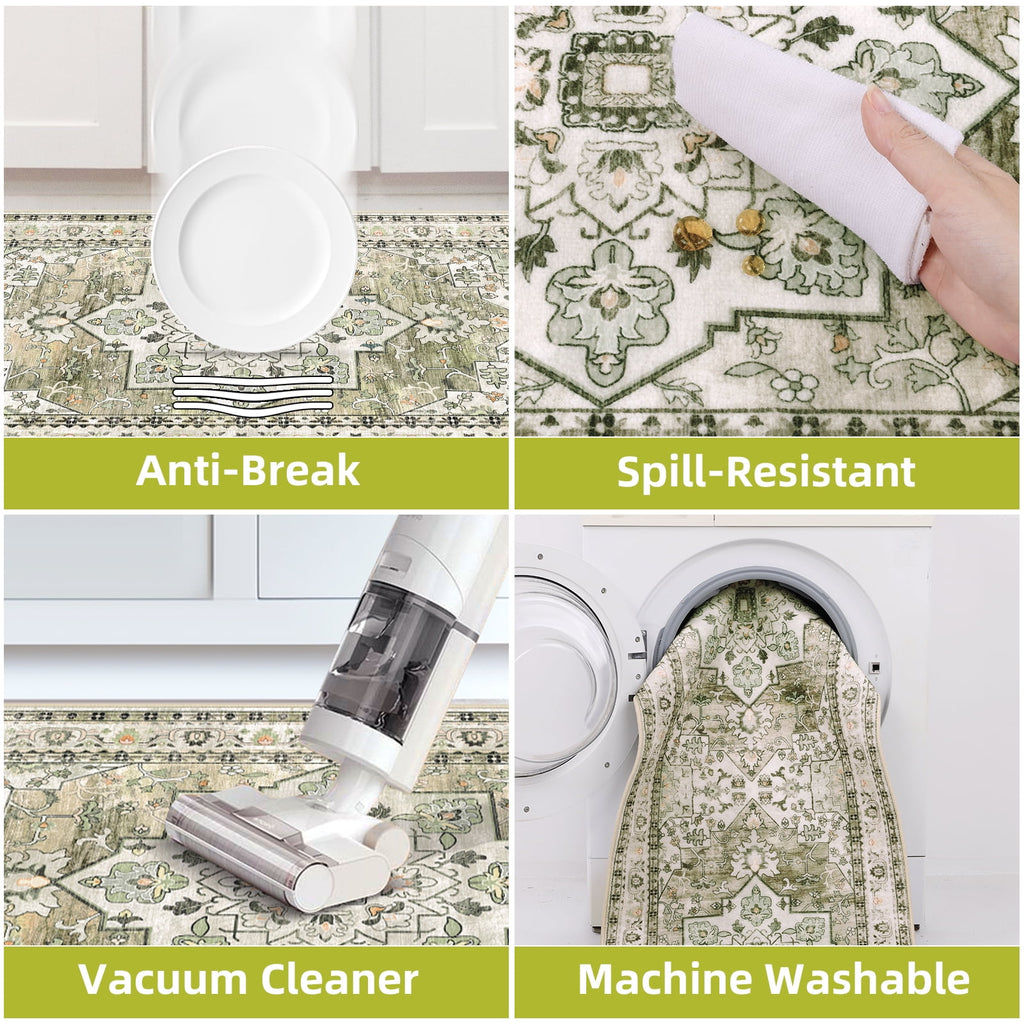 Findosom 3pcs Kitchen Rugs Set,Washable Boho Farmhouse Kitchen Mats for Floor,Non Slip Kitchen Floor Mat Carpet Runner Rugs for Entryway Hallway Laundry Home Decor 20"x32"+20"x32"+20"x47" Gray
