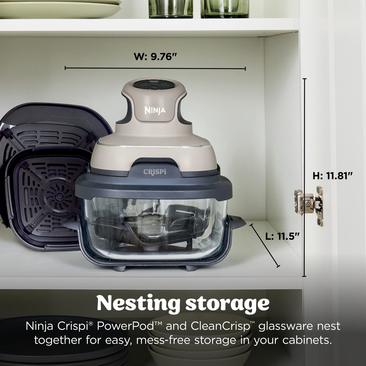 Ninja Crispi Glass Air Fryer 4-Qt, 4-in-1, Air Fry Bake Recrisp, Portable, Dishwasher Safe, FN101GY Cyberspace