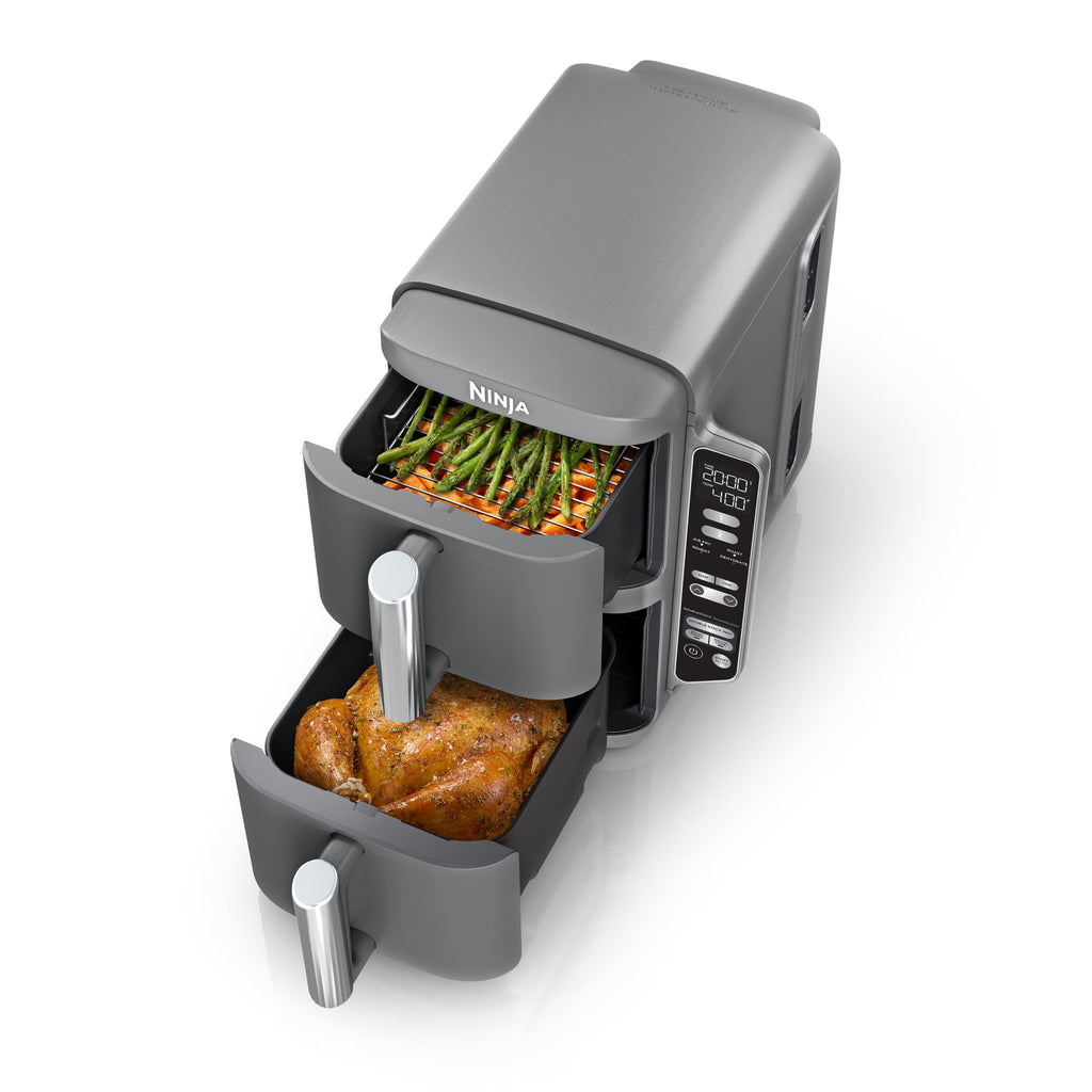Ninja DoubleStack Air Fryer 8-Qt, 2 Baskets, Cook 4 Foods at Once, Space Saving, 4-in-1, SL200 Black