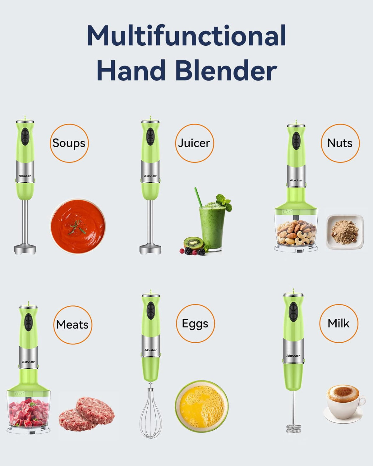 Immersion Blender Handheld 1000W 5 in 1 Corded Stick Hand Blender Kitchen with 12 Speed, BPA-Free, Mixing Beaker, Chopper, Whisk, Milk Frother, Perfect Emulsifier