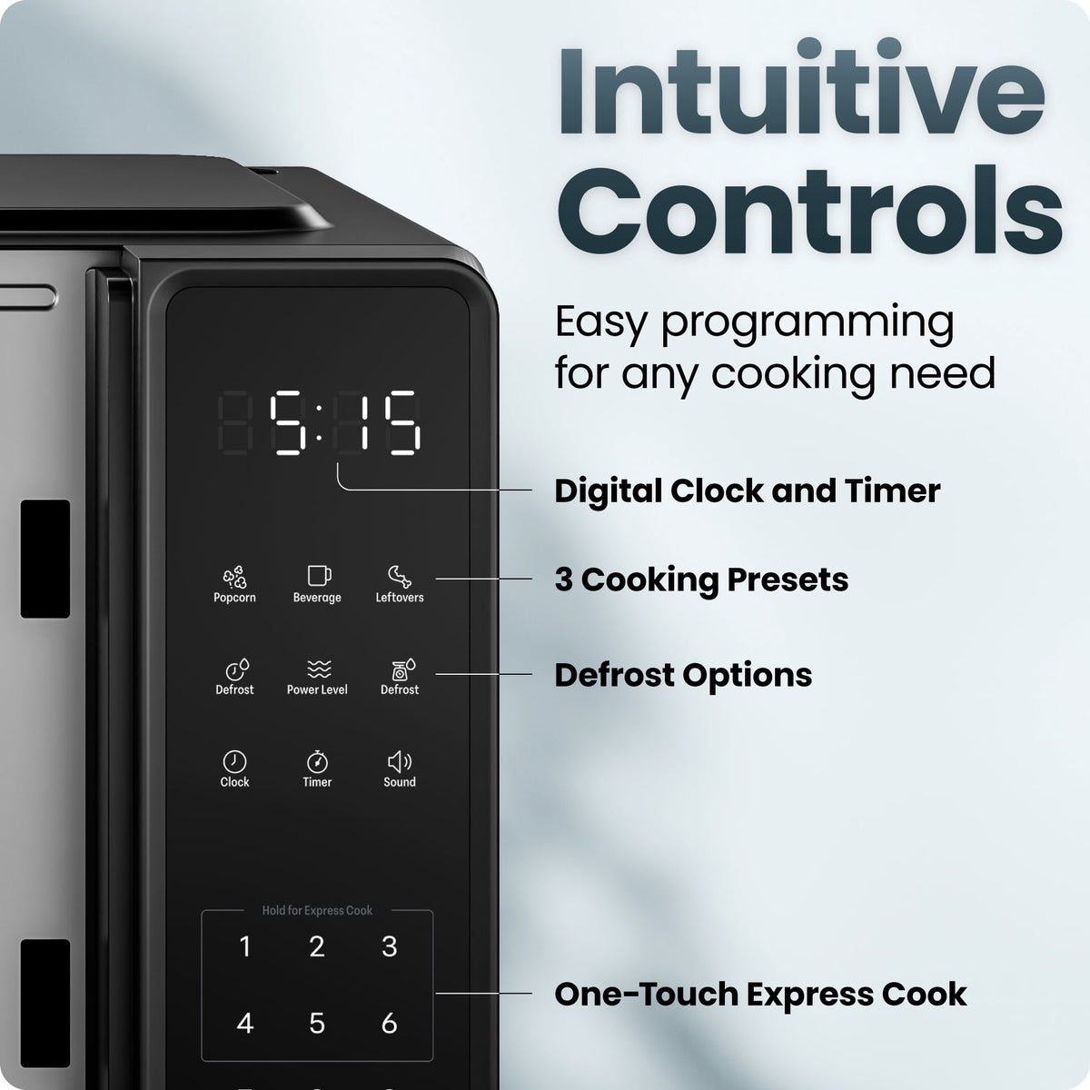 Chefman Countertop Microwave Oven 0.7 Cu. Ft., 700 Watts with 3 Presets and 10 Power Levels - Black