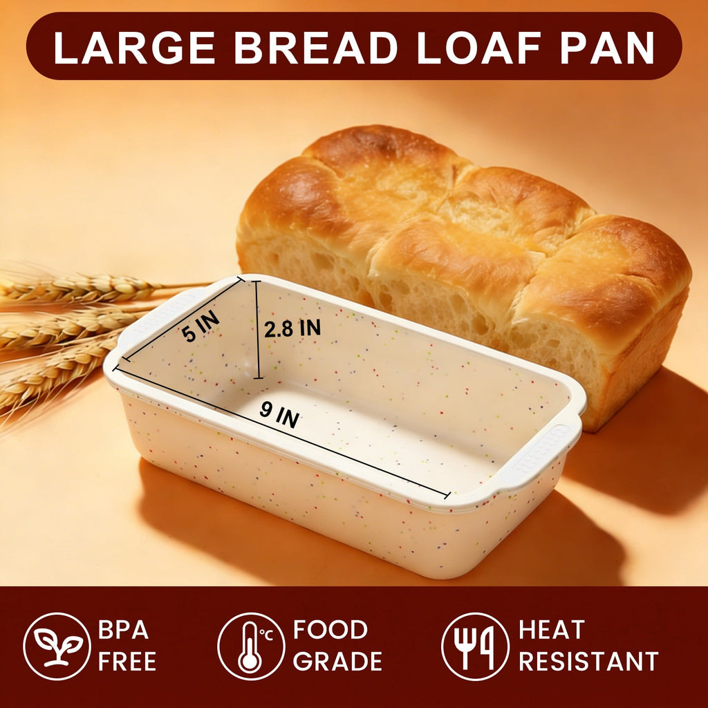 CAKETIME Silicone Bread Loaf Pan Nonstick Silicone Loaf Pans for Baking Large Bread Mold with Metal Reinforced Frame