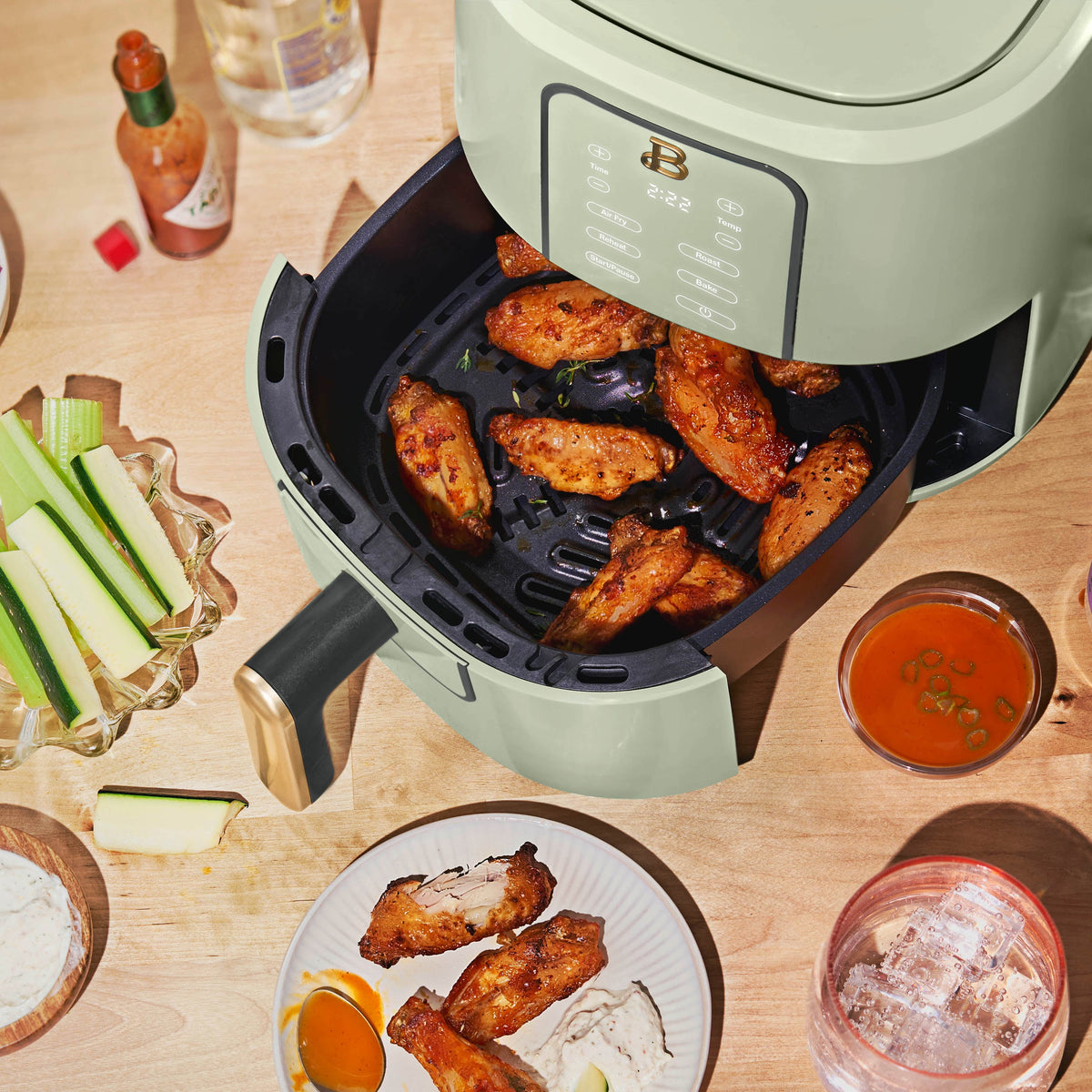 Beautiful 3 Qt Air Fryer with TurboCrisp Technology, EverGood Non-Toxic Ceramic Nonstick Coating, Chocolate by Drew Barrymore