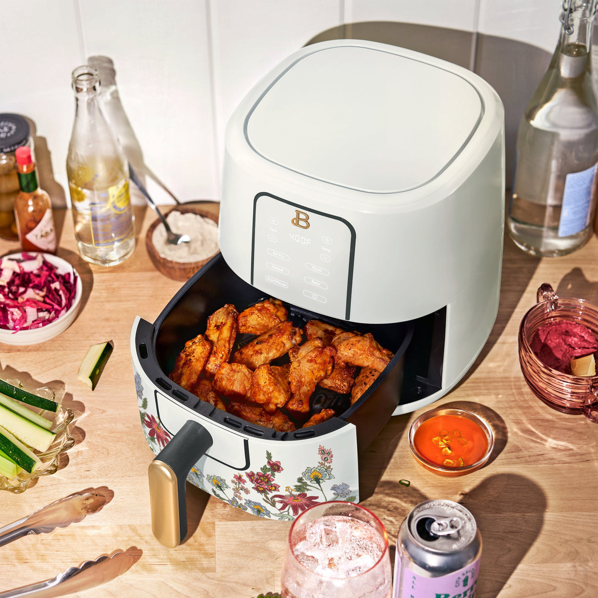 Beautiful 3 Qt Air Fryer with TurboCrisp Technology, EverGood Non-Toxic Ceramic Nonstick Coating, Chocolate by Drew Barrymore