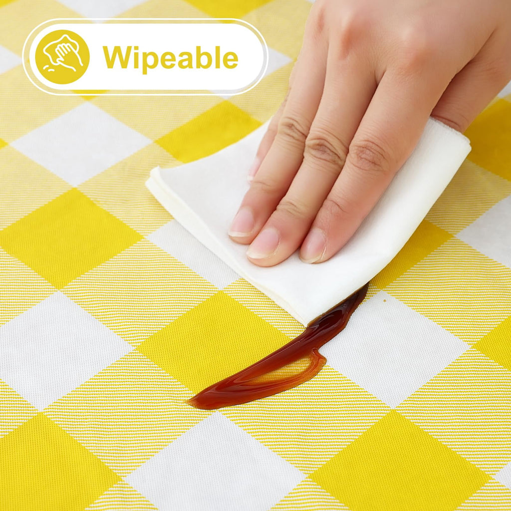 decorUhome Rectangle Tablecloth, Waterproof Vinyl Flannel Backed Table Cloth, Buffalo Wipeable Plastic Table Cover for Kitchen and Outdoor, Black and White, 60" x 84"
