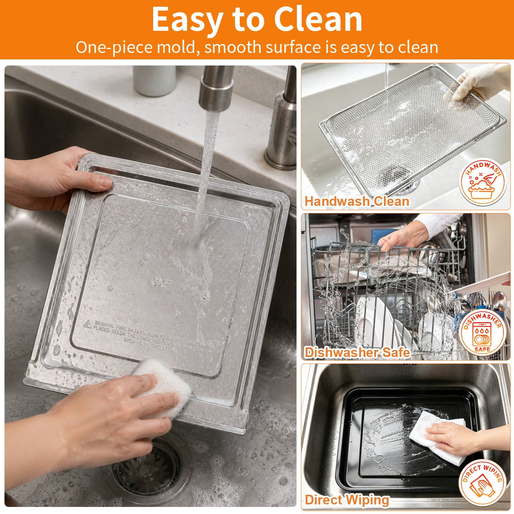 Air Fryer Replacement Parts for Ninja Flip Toaster Oven & Air Fryer SP151, 13.8''× 10.6'' Air Fryer Accessories Basket Grill Rack Crumb Tray Drip Pan