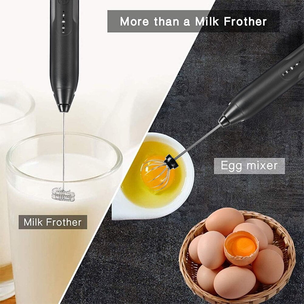 Milk Frother Wand Drink Mixer - Handheld Milk Frother Electric Whisk - Easy-Clean Stainless Steel Frother Wand & Mini Blender - Electric Coffee Frother for Milk Coffee Lattes