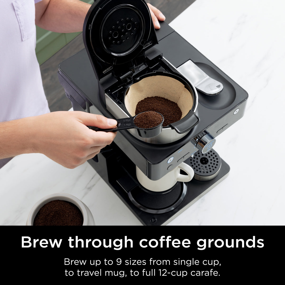 Ninja Espresso & Coffee Barista System 12-Cup, Built-In Milk Frother, Nespresso Capsule Compatible, CFN601, Black