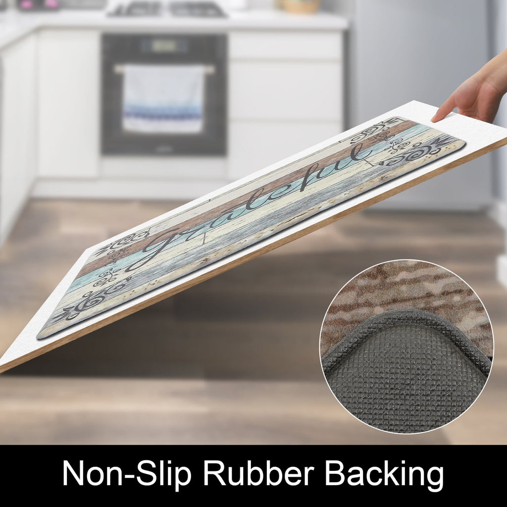 Findosom 2pcs Kitchen Rug Set, 18"x30"+18"x47" Non-slip Anti-Fatigue Kitchen Mats Farmhouse Waterproof Kitchen Runner,Ergonomic Comfort Cushioned Standing Mat for Floor,Home,Office,Sink,Laundry Blue