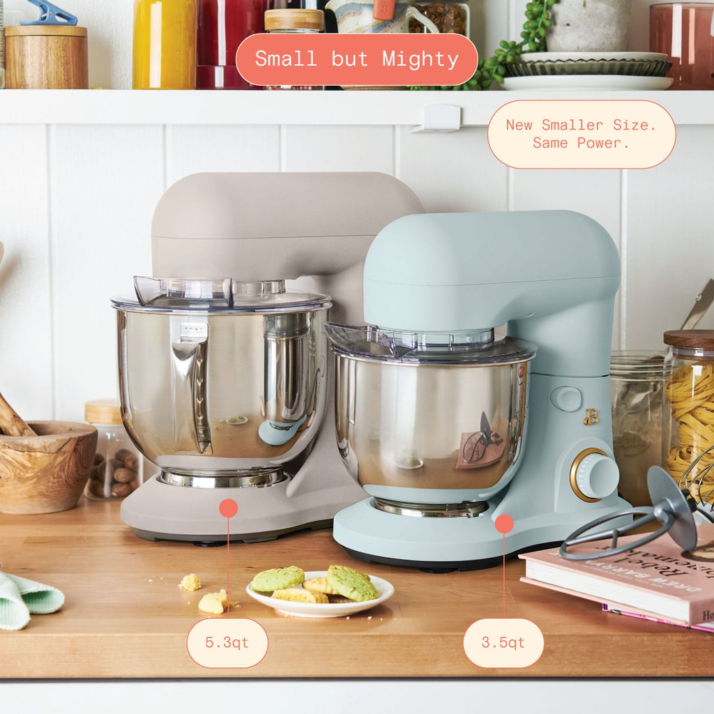 Beautiful 3.5 Qt Stand Mixer with Flat Beater, Dough Hook, Balloon Whisk, Chocolate by Drew Barrymore