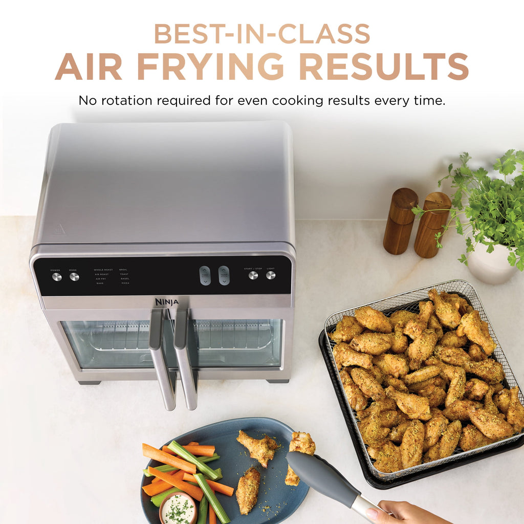 Ninja French Door 8-in-1 Countertop Oven, with Smart Surroundair Technology and Air Fry Function, Dishwasher Safe, 6 Pieces, FO100 Silver