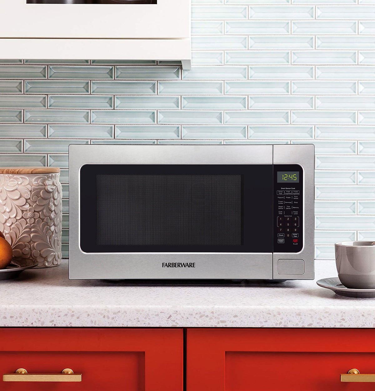 Farberware 1.1 cu ft Microwave Oven, 1000W Professional Countertop Microwave Oven, Stainless Steel