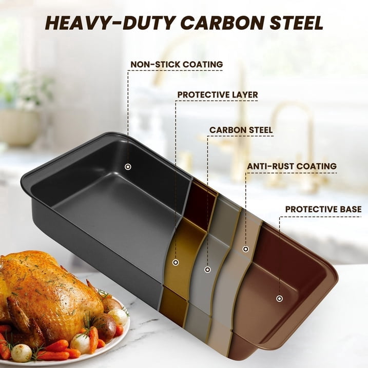 Kikcoin Bakeware Set, 22 Pcs Carbon Steel Non-Stick Baking Pan Set, Baking Sheet for Kitchen, Muffin Pan & Cookie Sheet & Cake Pan, Oven Safe up to 446℉