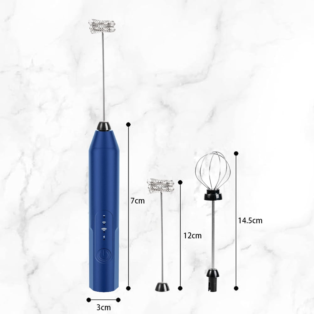 Milk Frother Wand Drink Mixer - Handheld Milk Frother Electric Whisk - Easy-Clean Stainless Steel Frother Wand & Mini Blender - Electric Coffee Frother for Milk Coffee Lattes