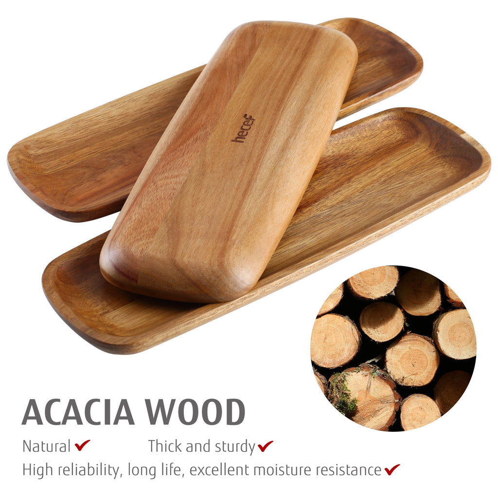 Hecef 3Pcs Charcuterie Board Platter Set, Acacia Wood Serving Tray Cheese Boards Dessert Table Display Set