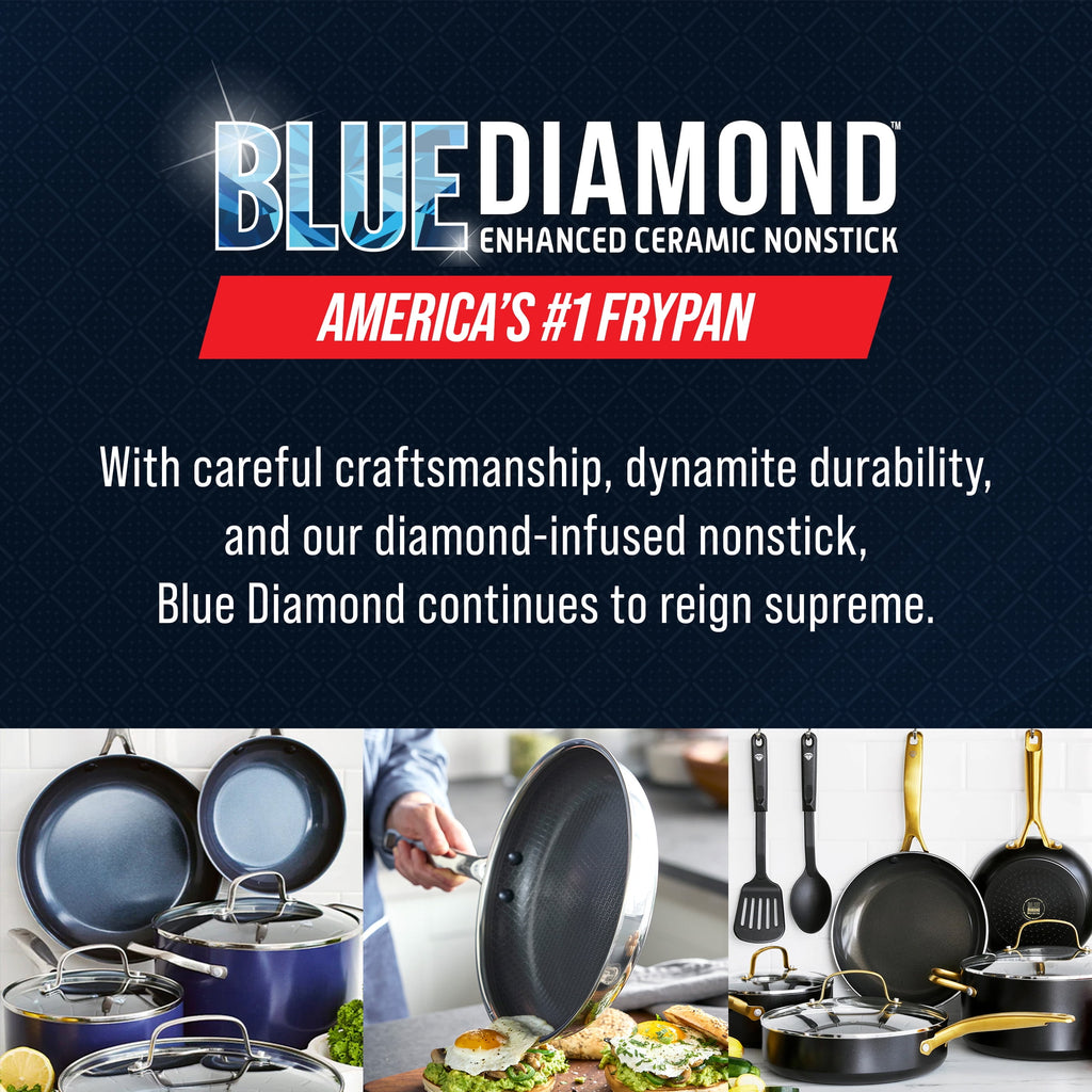 Blue Diamond Diamond Bond 5-Piece Non-Stick Frying Pans Set, Stainless Steel Hybrid Cookware