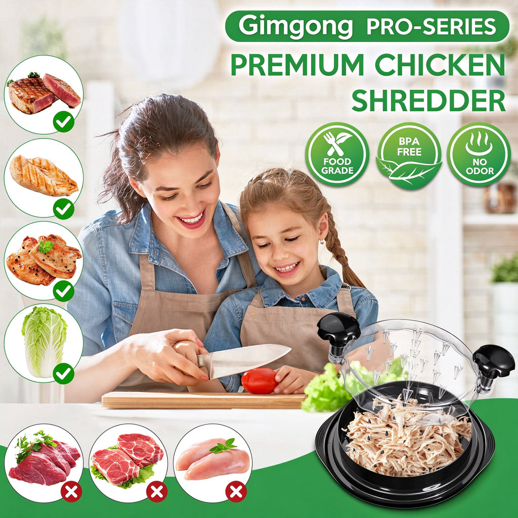 Gimgong Chicken Shredder Large Chicken Breast Shredder Tool Twist with Cleaning Brush, Visible Meat Shredder Machine, Strong Anti-Slip Strip, Ergonomic Handle, BPA Free, Suitable for Pork Beef Chicke
