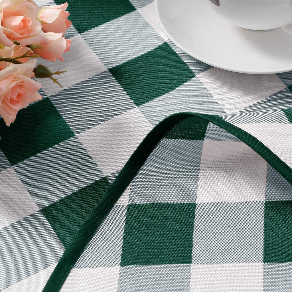 Hiasan Checkered Round Tablecloth 60 Inch - Waterproof Stain and Wrinkle Resistant Washable Fabric Table Cloth for Dining Room Party Outdoor Picnic, Black and White