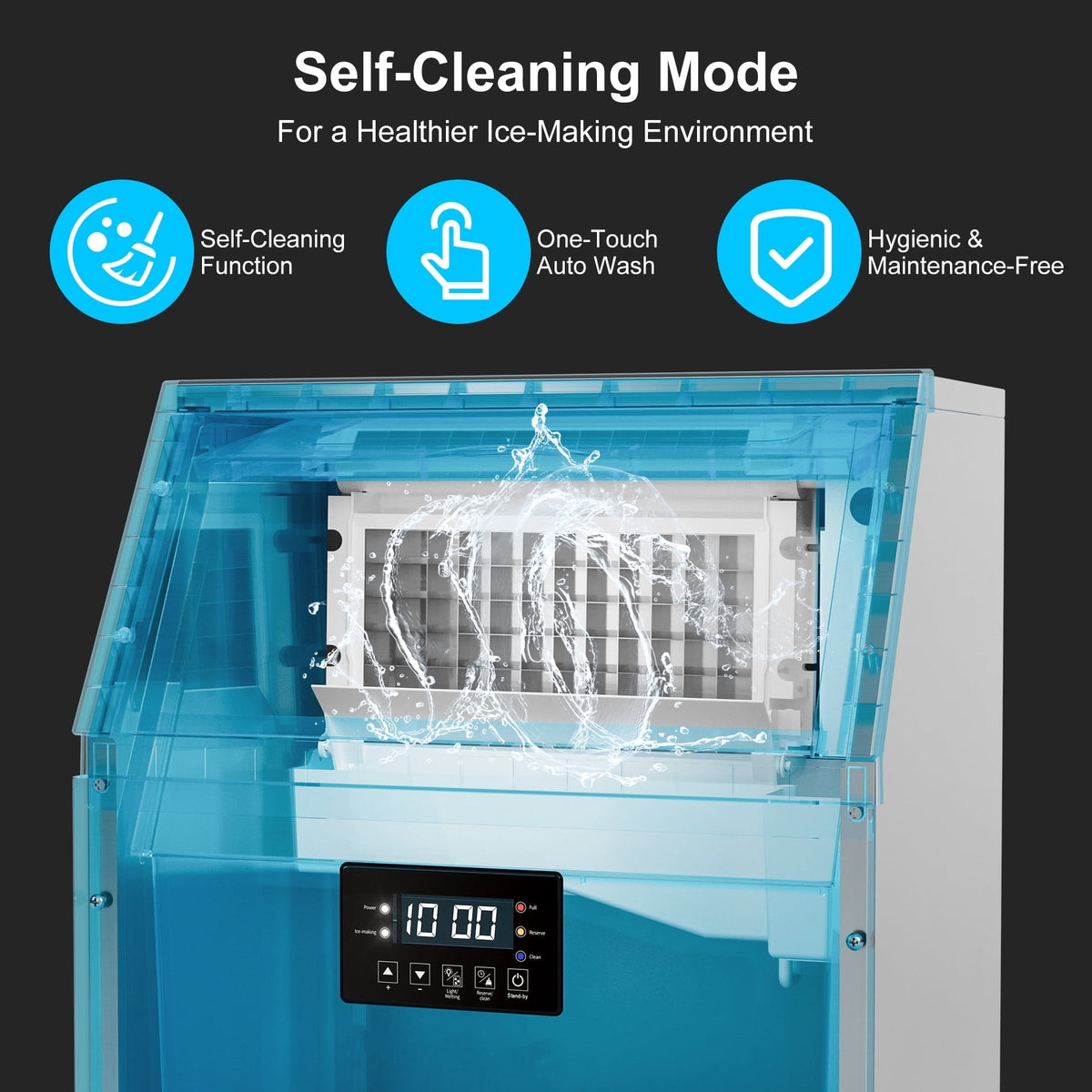 RIOXC Commercial Ice Maker 300LBS/24H, 20" Under Counter Ice Machine with 33LBS Storage Bin for Restaurants/Bars, ETL