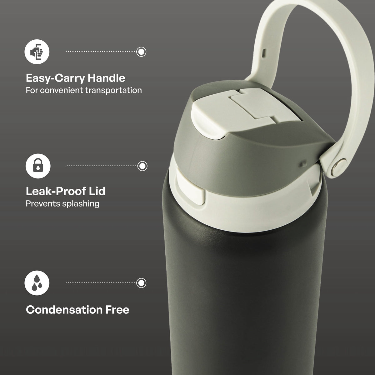 TAL 32oz Stainless Steel 2-in-1 Water Bottle with Straw and Chug Lid, Black