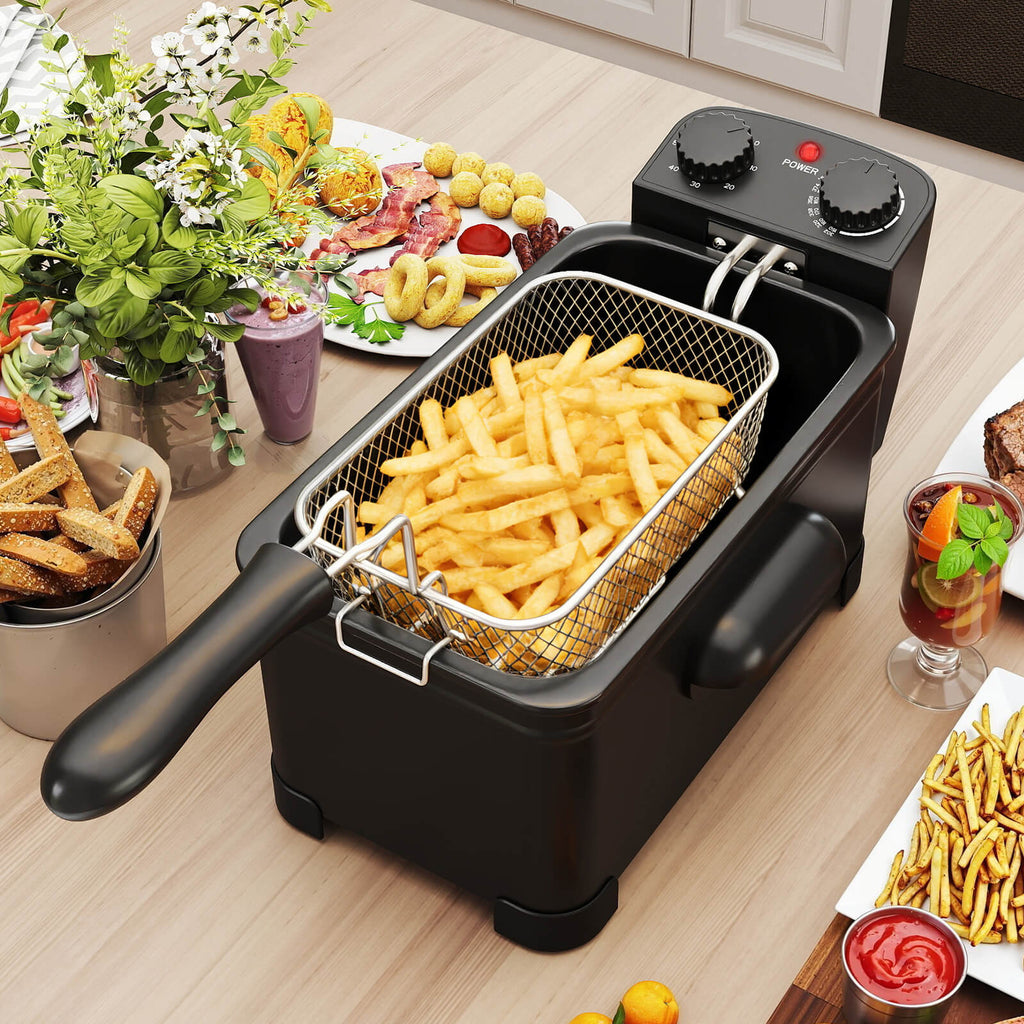 Costway Electric Deep Fryer 3.2 QT/12-Cup Stainless Steel 1700W with Frying Basket Silver