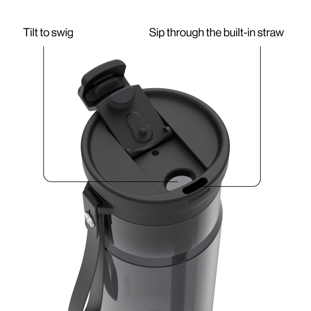 Contigo 24oz DualSip Plastic Water Bottle with Built-In Straw and Drink Opening, Licorice Black/Clear