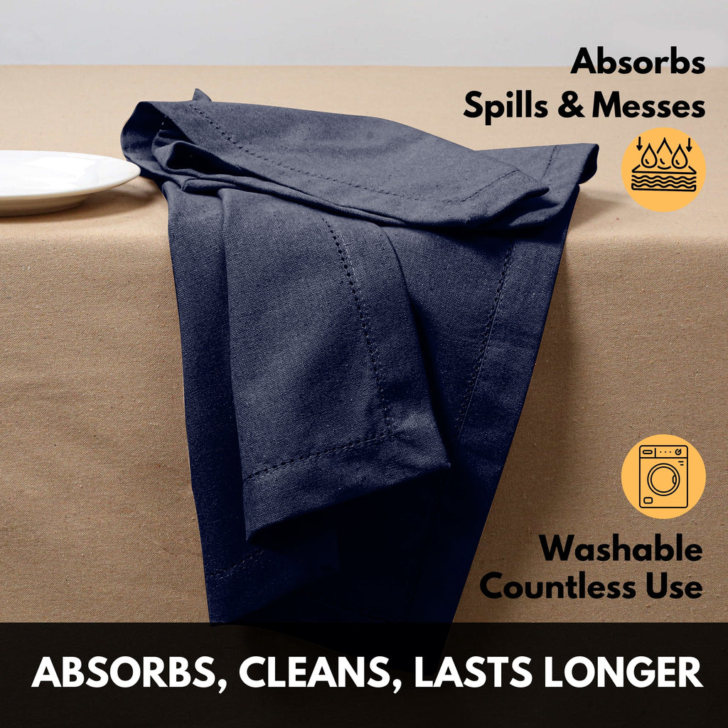 Softopia Cotton Hemstitch Table Fabric Cloth Napkins 18"x18", Set of 12, Lemon Yellow