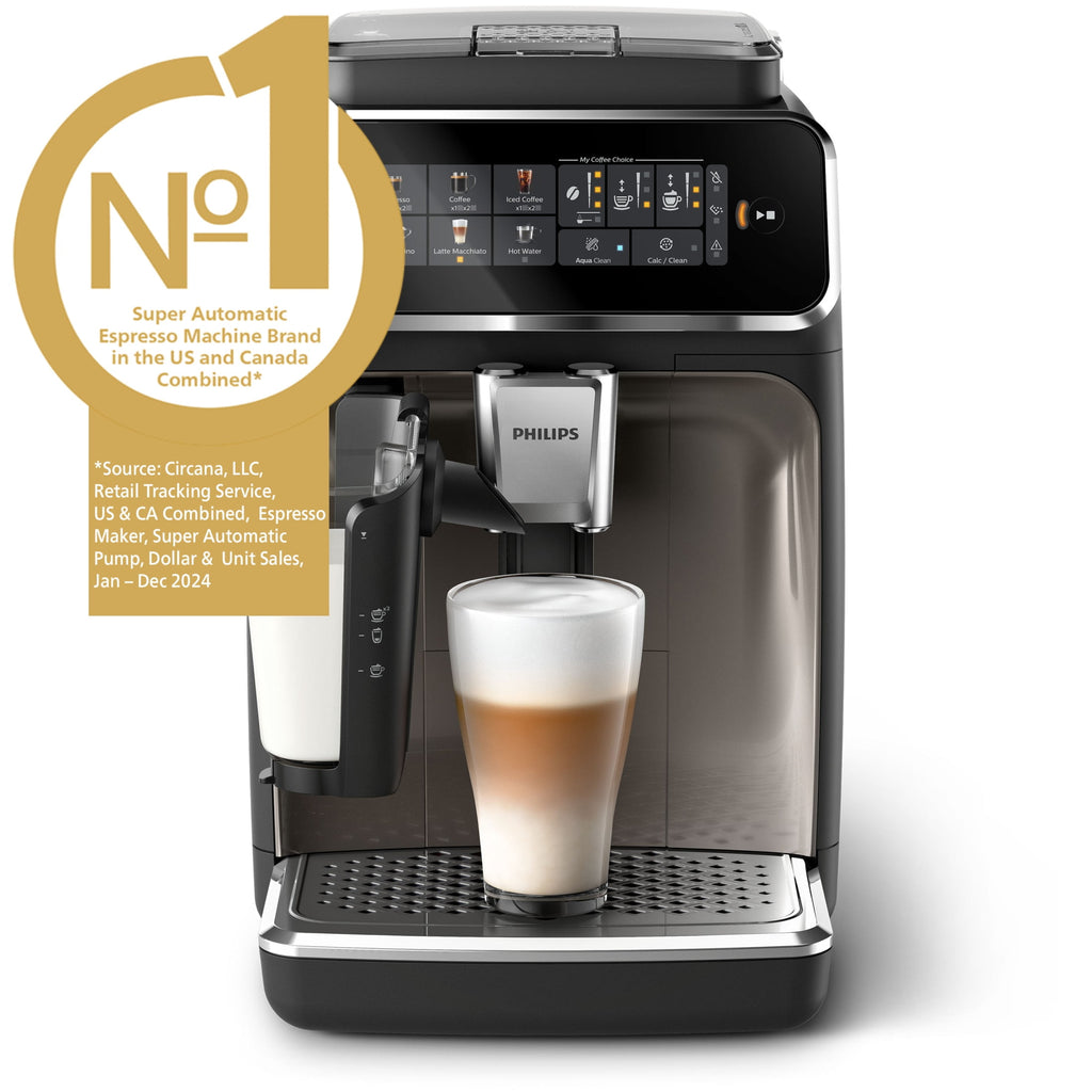 Philips 3300 LatteGo Automatic Espresso Machine, Black Chrome, 15 Bar