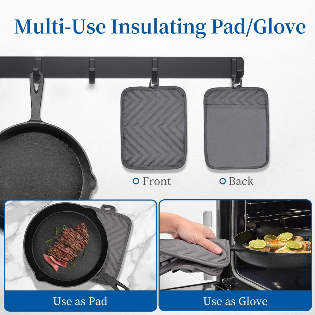 TINANA 10 inch Pre-Seasoned Cast Iron Skillet with Handle and Dual-Use Insulating Pad