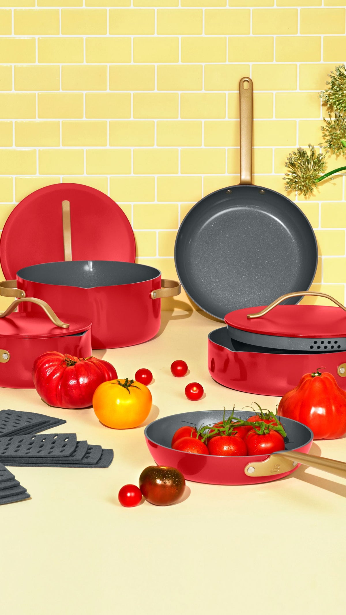 Beautiful 12-Piece Cookware Set, Pots and Pans with Strainer Lids and EverGood Ceramic Nonstick Coating, White Icing by Drew Barrymore