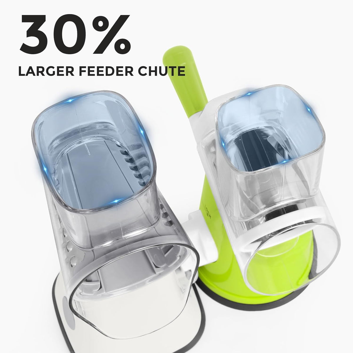 Premium Rotary Cheese Grater, Manual Cheese Grater for Kitchen, Handheld Vegetables Slicer Cheese Shredder with Rubber Suction Base, 3 Stainless Drum Blades Included,Blue
