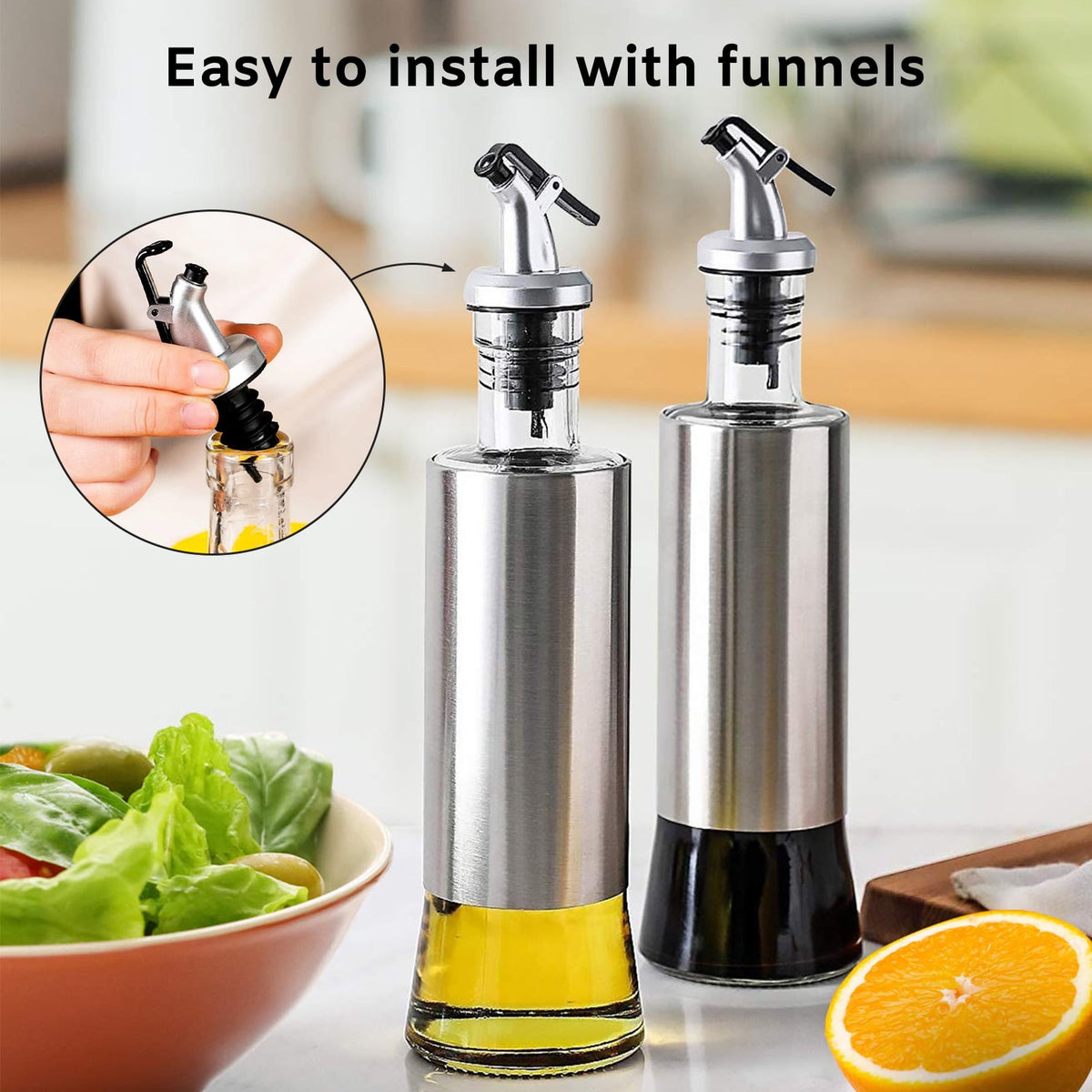 AGCAN Oil Sprayer for Cooking, 2 Pack Glass Olive Oil Sprayer Mister 220ml/7.4oz Glass Oil Dispenser for Air Fryer, BBQ, Baking, Salad