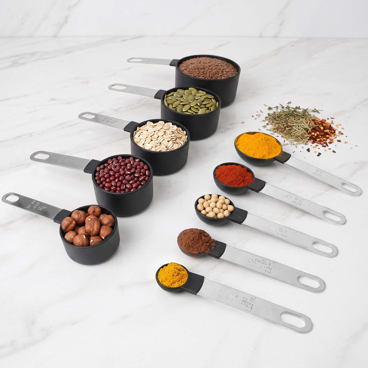 10 Piece Measuring Cups and Spoons Set, Measuring Tools with Stainless Steel Handles, Kitchen Gadgets for Baking & Cooking, Fits for Measuring Dry and Liquid