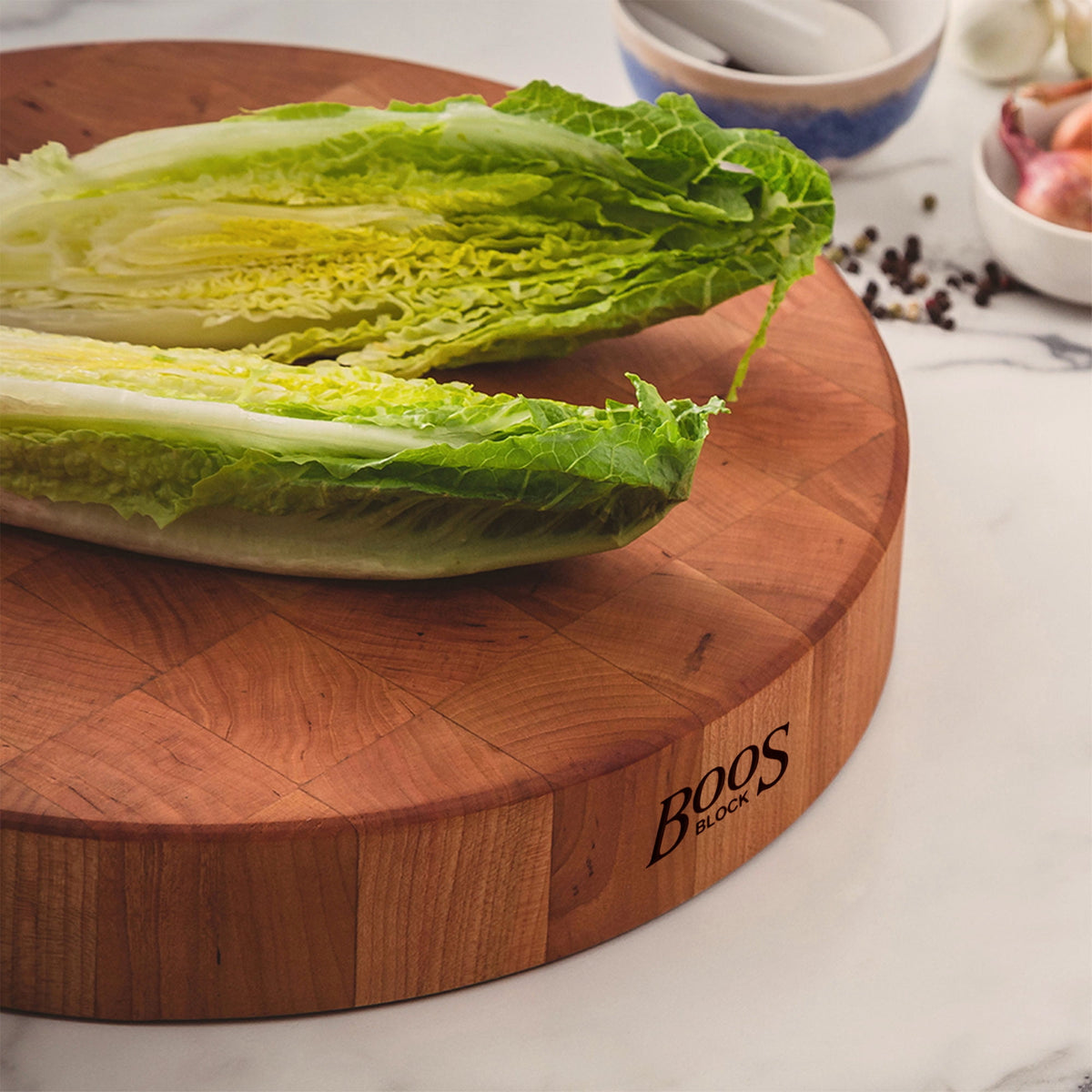 John Boos CCB Reversible Wood Chopping Board, 18" x 18" x 3", Cherry