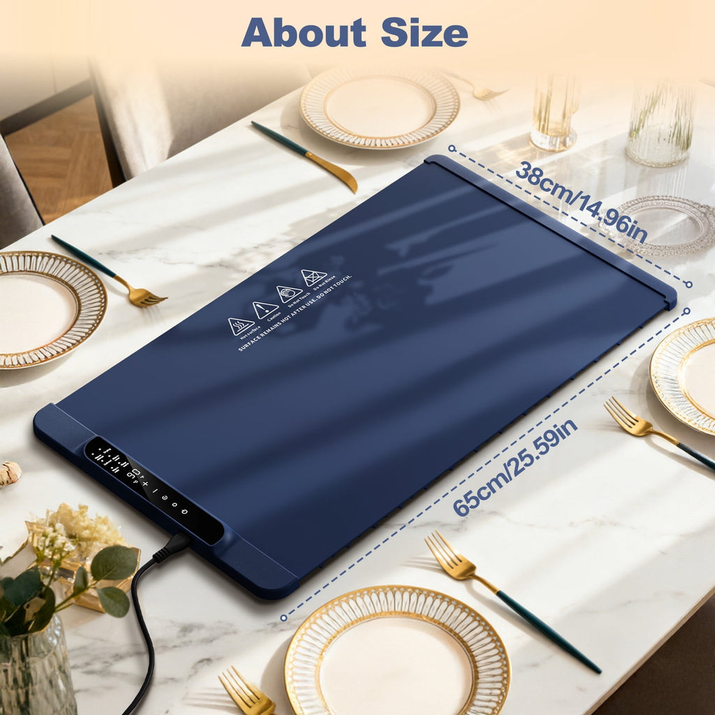 Electric Warming Tray, Warming Mat for Food , Portable Large Food Warmers Mat for Buffets Parties,Full Surface Fast Heating,6 Temperature Setting,Auto Shut-Off