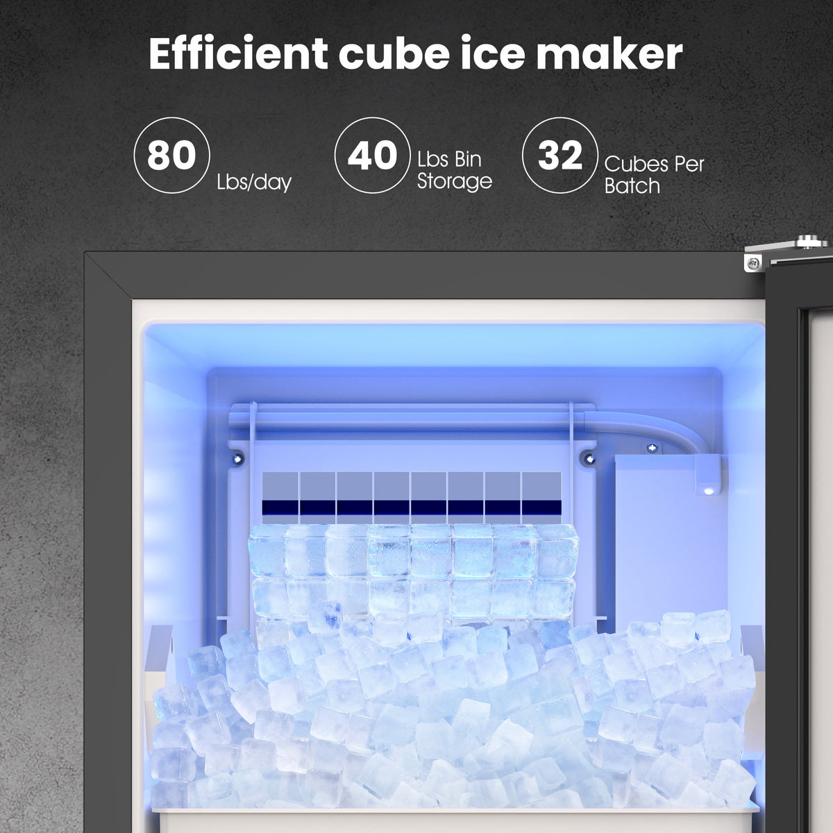 Coolake 15” W Under Counter Ice Maker 80lbs/day with 40lbs Storage, Auto-cleaning LCD Panel Built-in Outdoor Ice Machine for Home Bar Kitchen Office