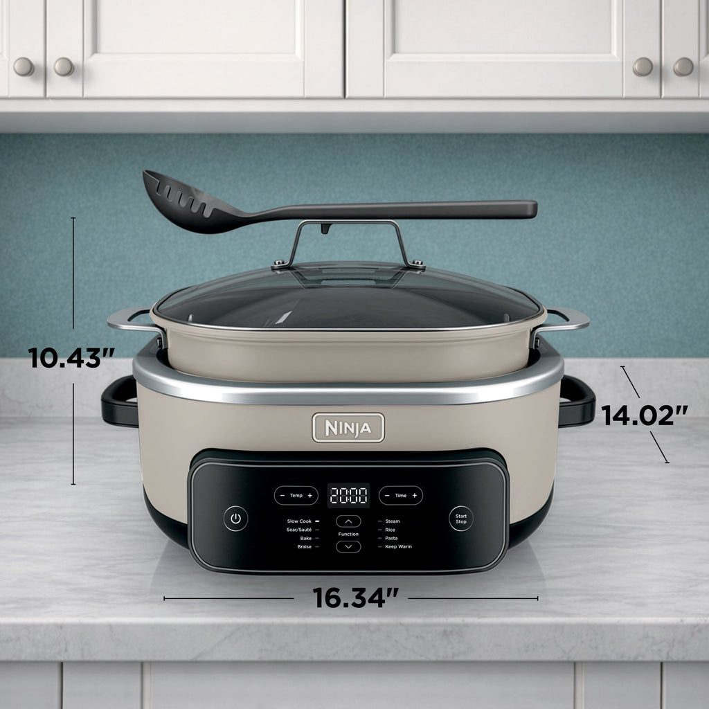 Ninja 8-in-1 PossibleCooker Plus 7.5 Qt Multi-Cooker, Slow Cooker, Steamer, Dutch Oven, MC2000 Sage Green
