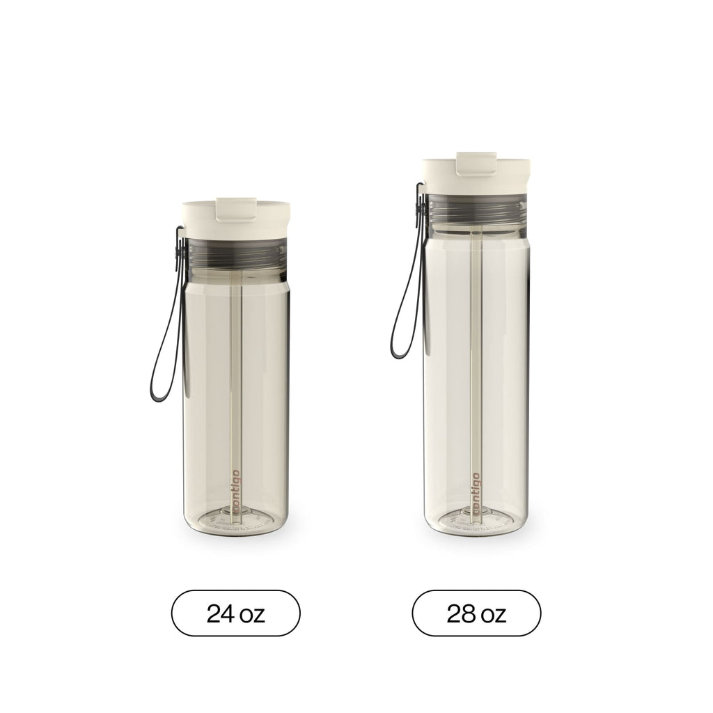 Contigo 24oz DualSip Plastic Water Bottle with Built-In Straw and Drink Opening, Licorice Black/Clear