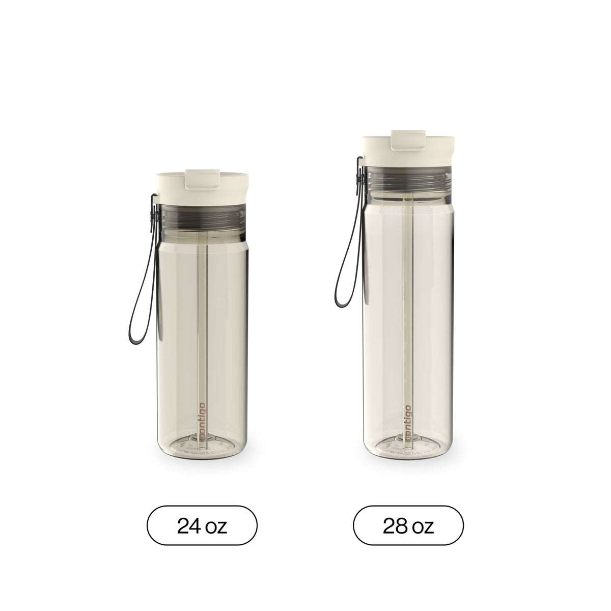 Contigo 28oz DualSip Plastic Water Bottle with Built-In Straw and Drink Opening, Licorice Black/Clear